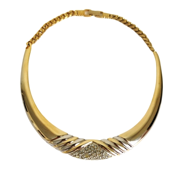 Vintage 80s Statement Bib Chocker Necklace - Picture 3 of 13